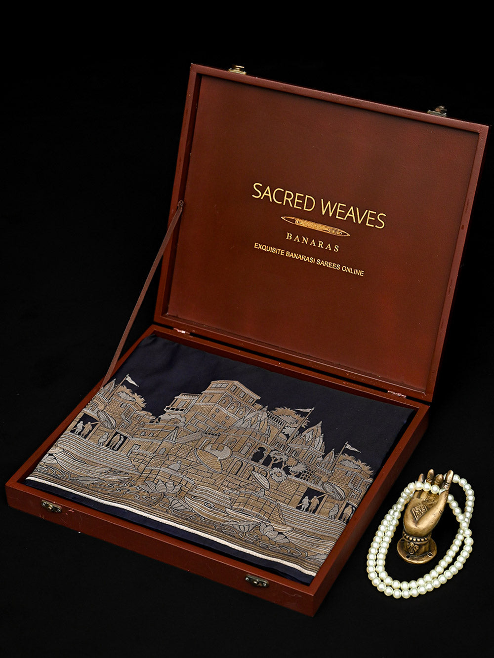 Navy Blue Katan Silk Handloom Banarasi Saree