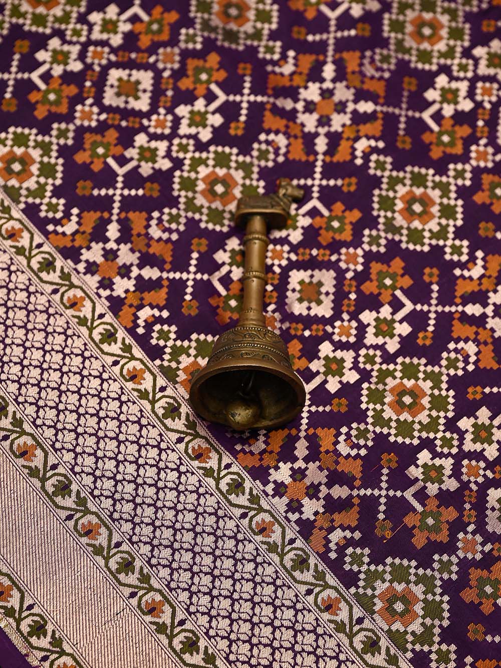 Purple Paithani Meenakari Katan Silk Handloom Banarasi Saree