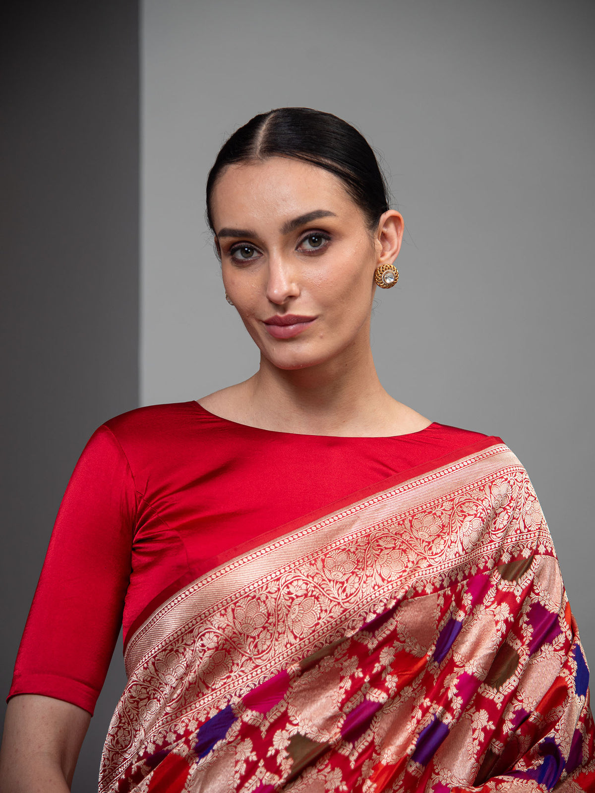 Red Pink Rangkat Katan Silk Handloom Banarasi Saree