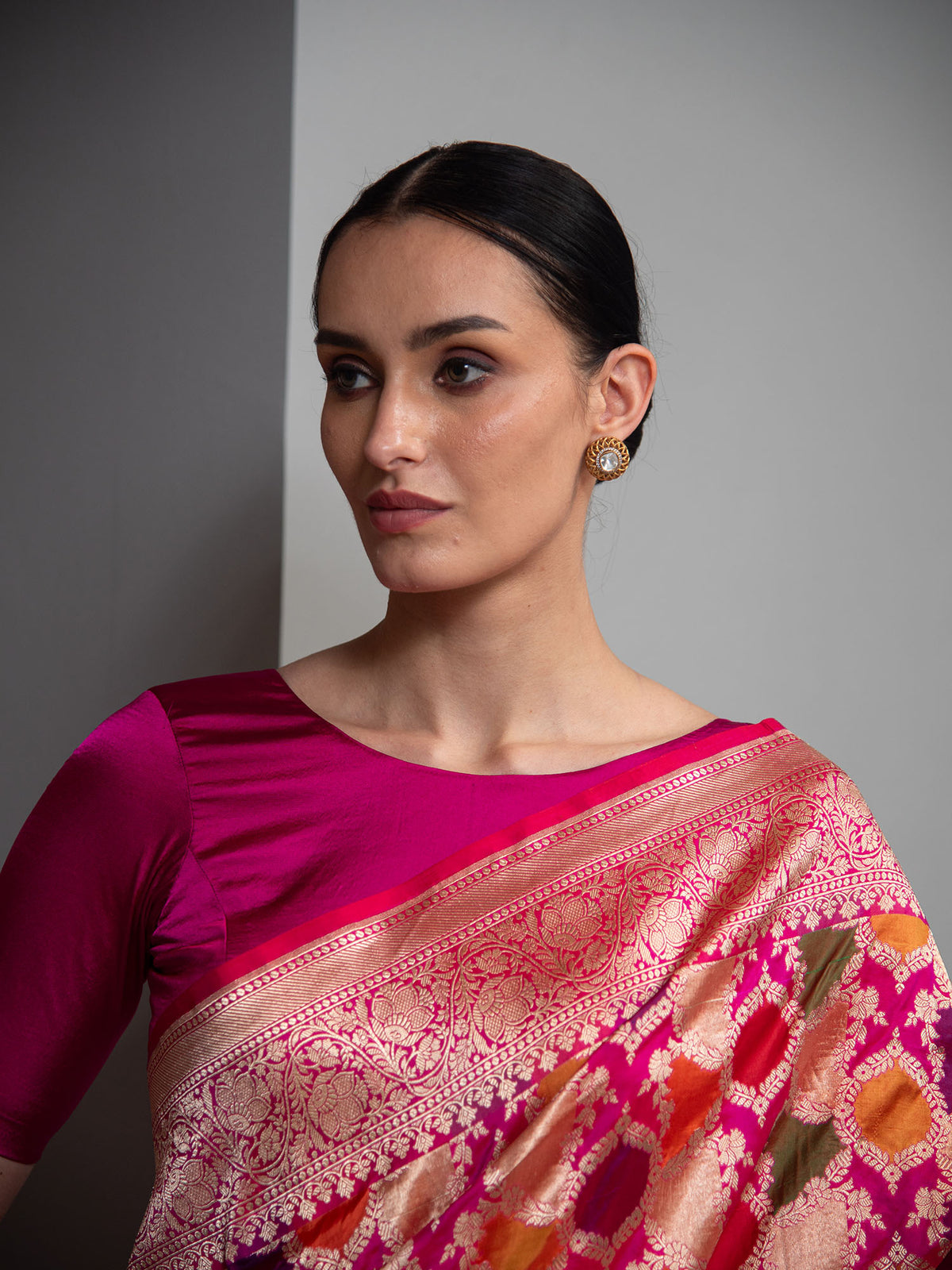 Pink Red Rangkat Katan Silk Handloom Banarasi Saree
