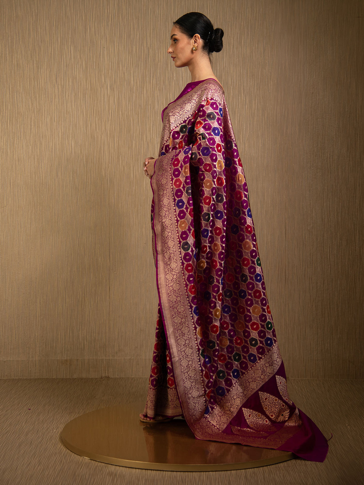 Dark Magenta Rangkat Katan Silk Handloom Banarasi Saree