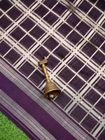 Purple Check Silk Handloom Banarasi Saree