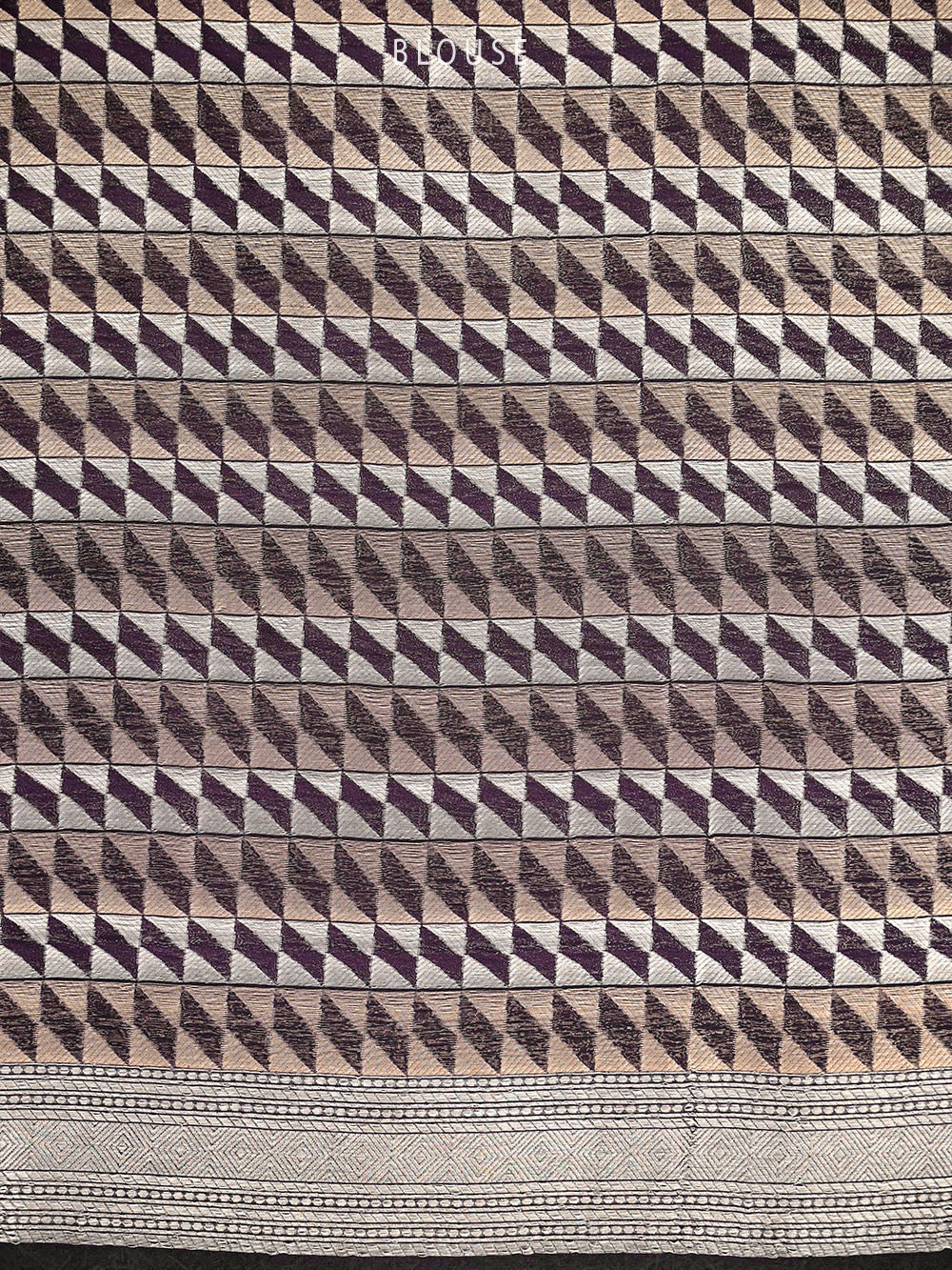 Purple Check Silk Handloom Banarasi Saree