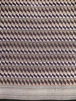 Purple Check Silk Handloom Banarasi Saree