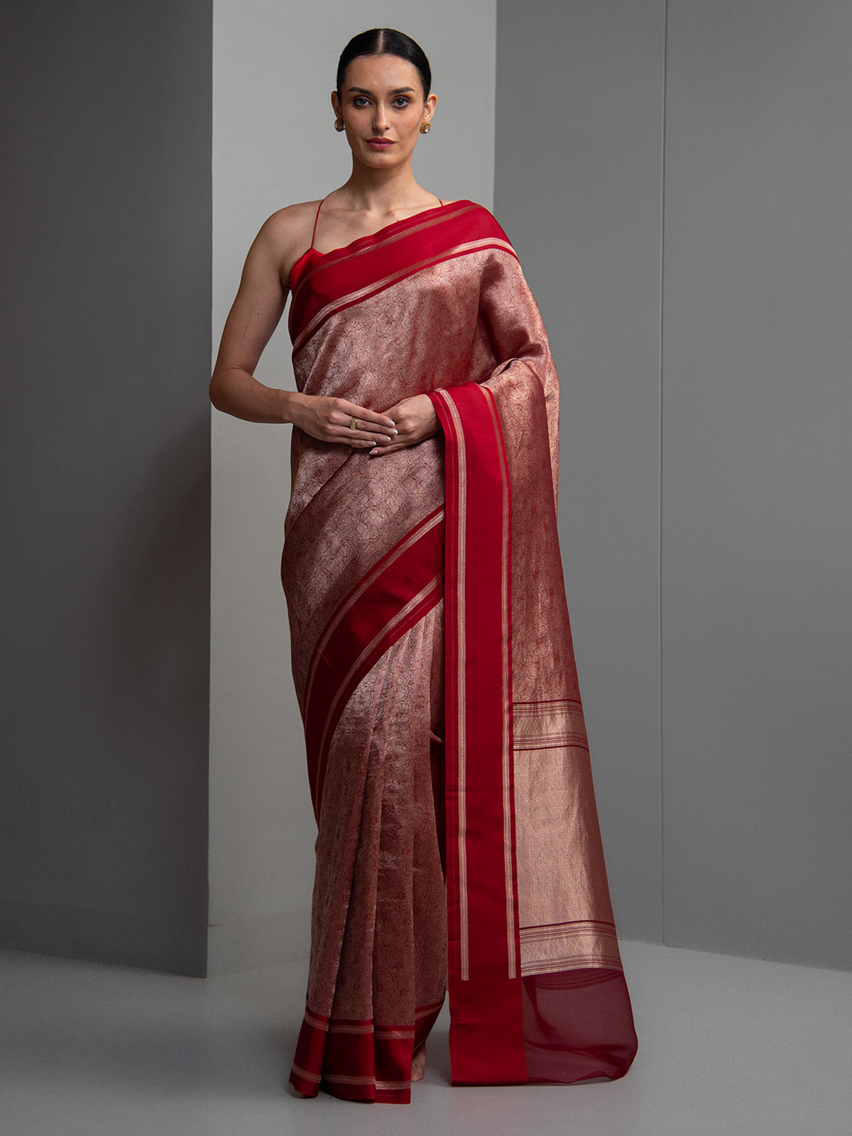 Red Silk Brocade Handloom Banarasi Saree