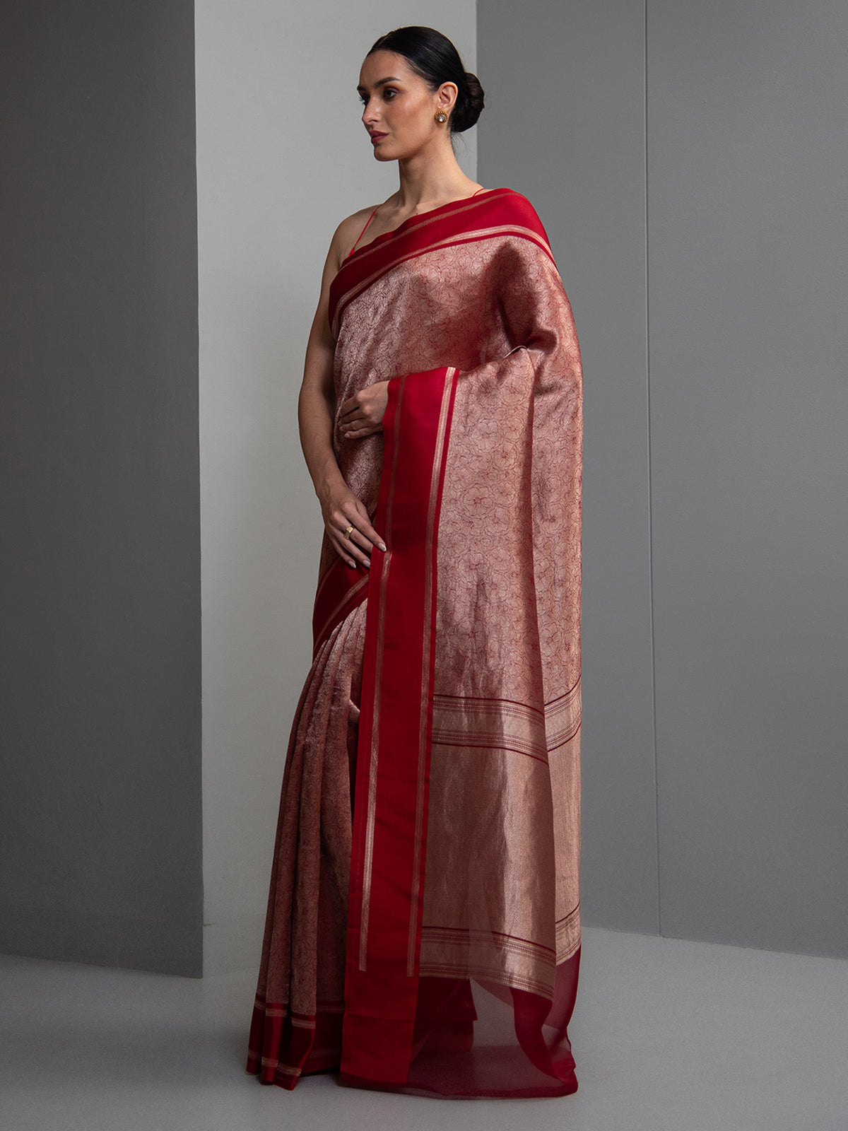 Red Silk Brocade Handloom Banarasi Saree