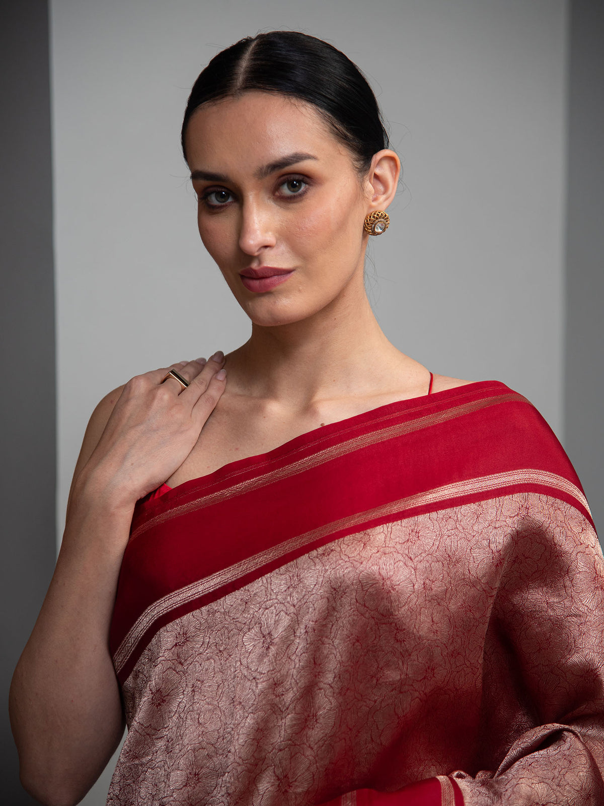 Red Silk Brocade Handloom Banarasi Saree