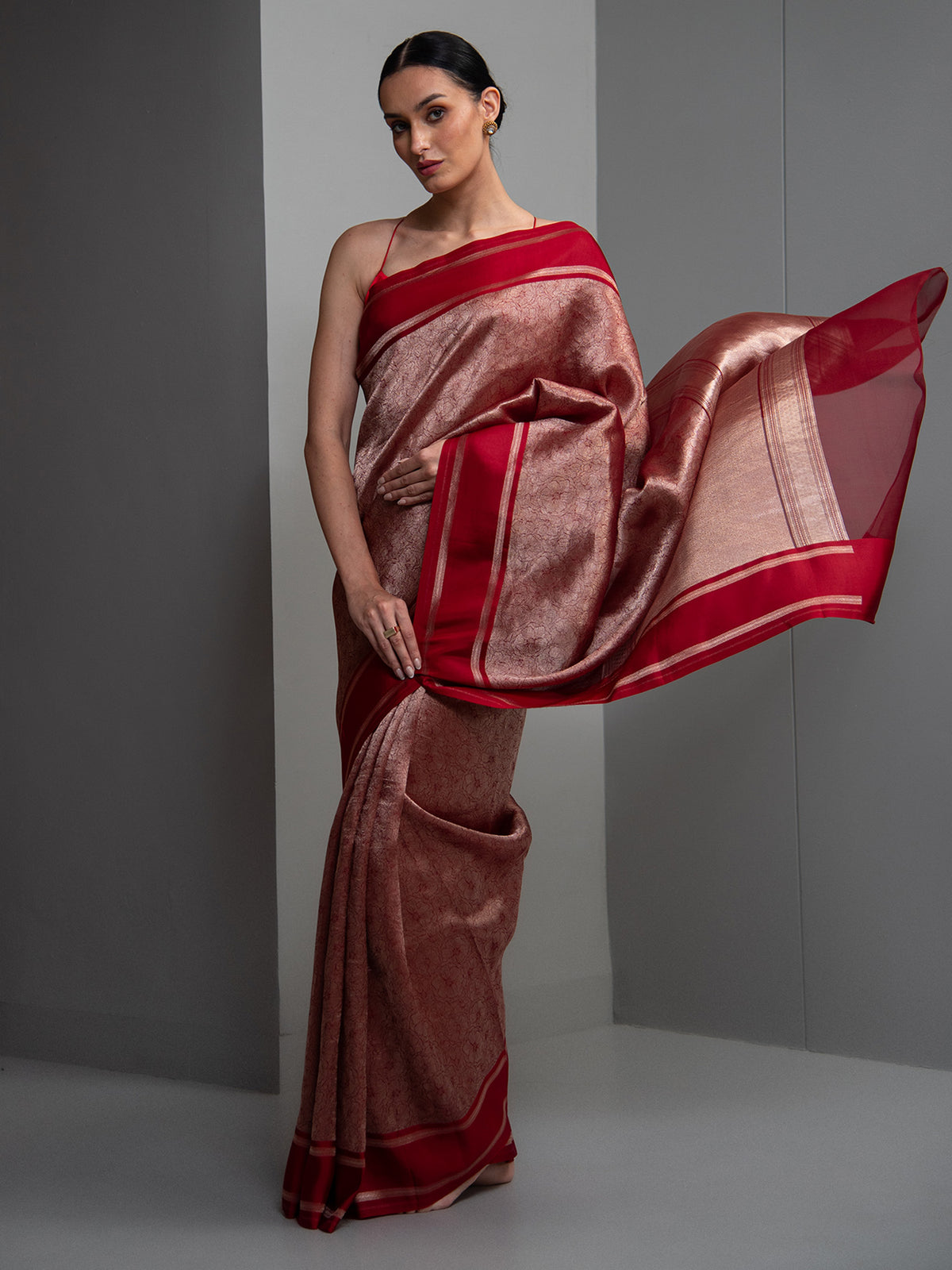 Red Silk Brocade Handloom Banarasi Saree