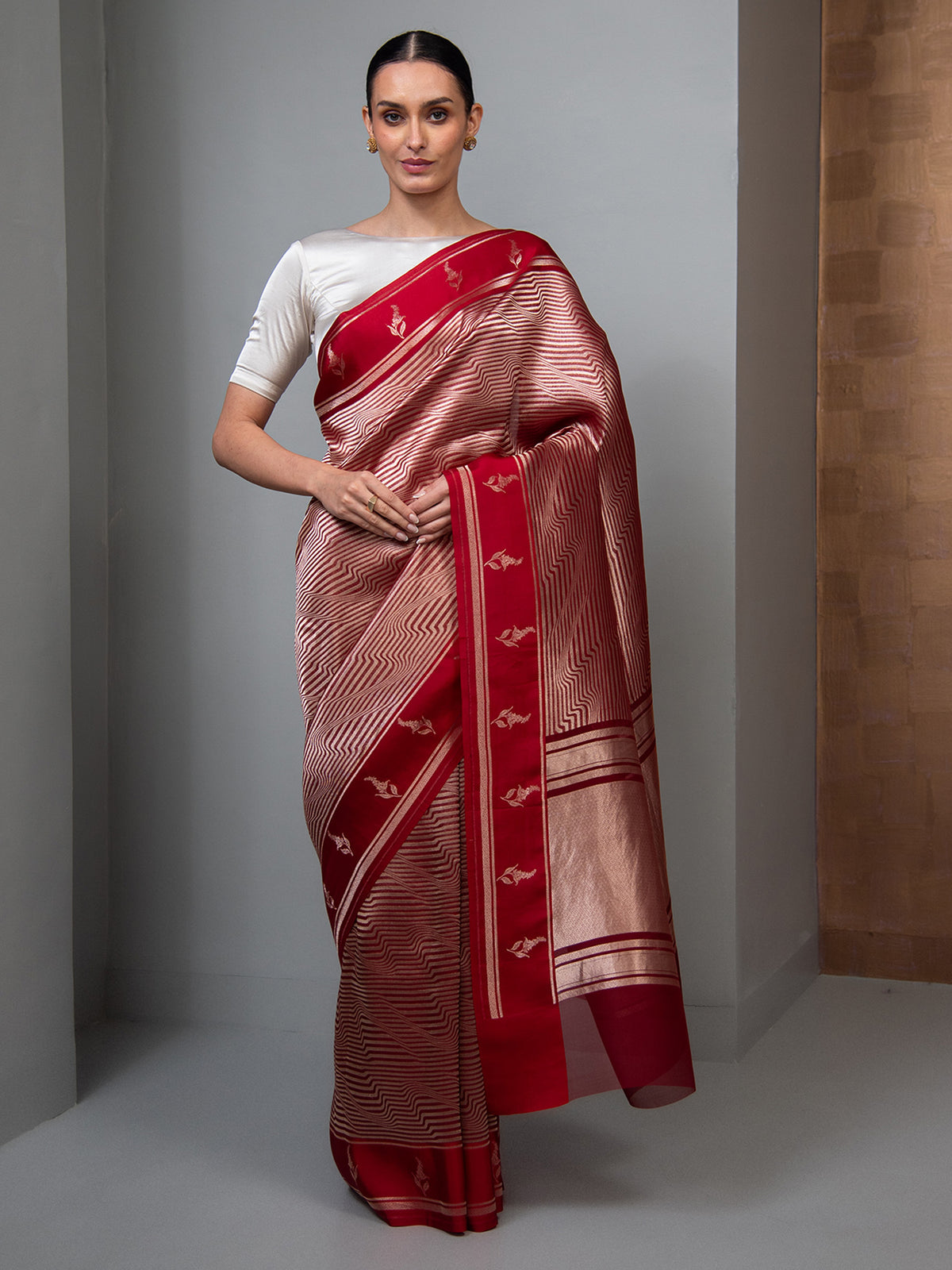 Red Silk Brocade Handloom Banarasi Saree