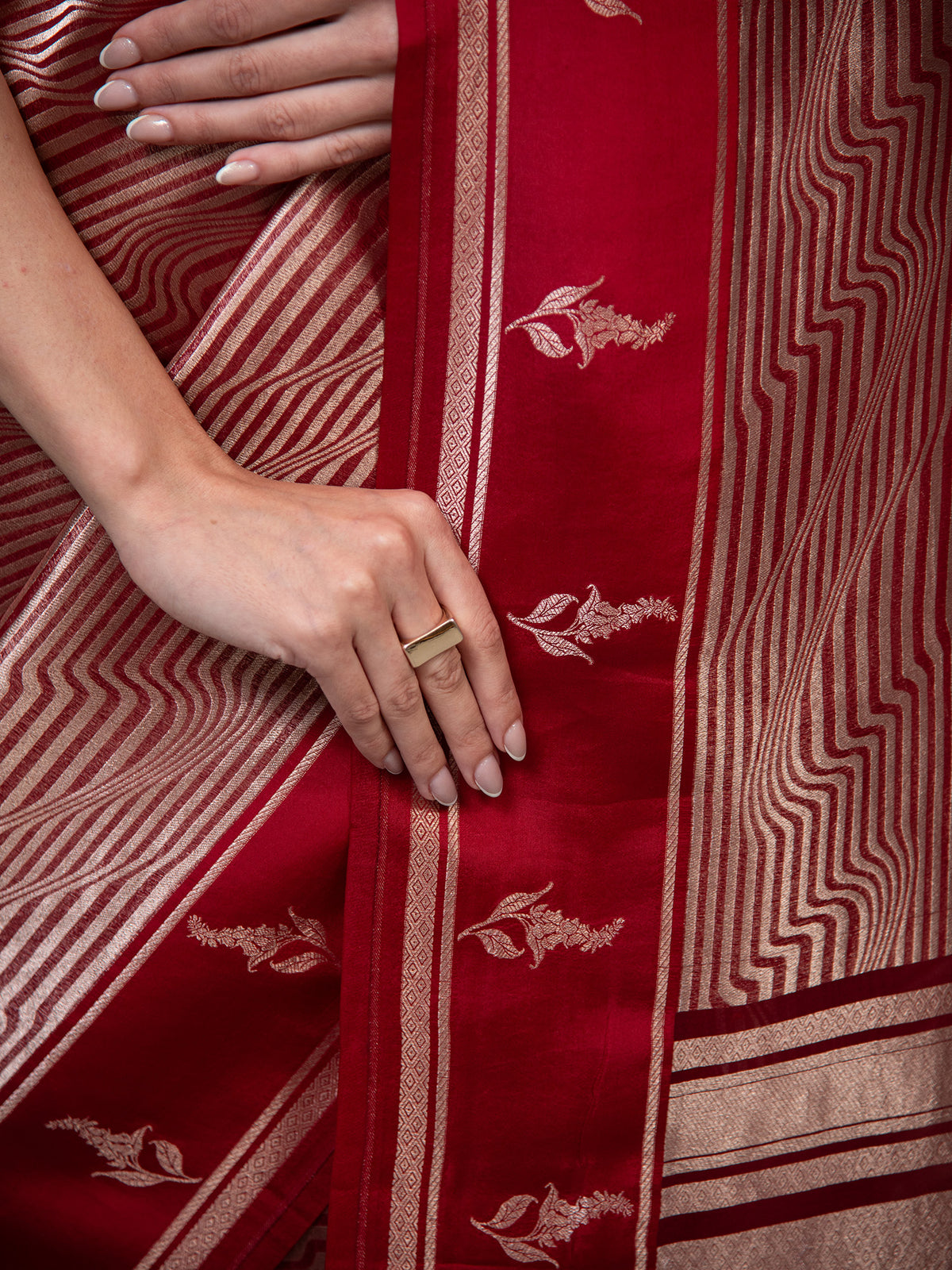 Red Silk Brocade Handloom Banarasi Saree