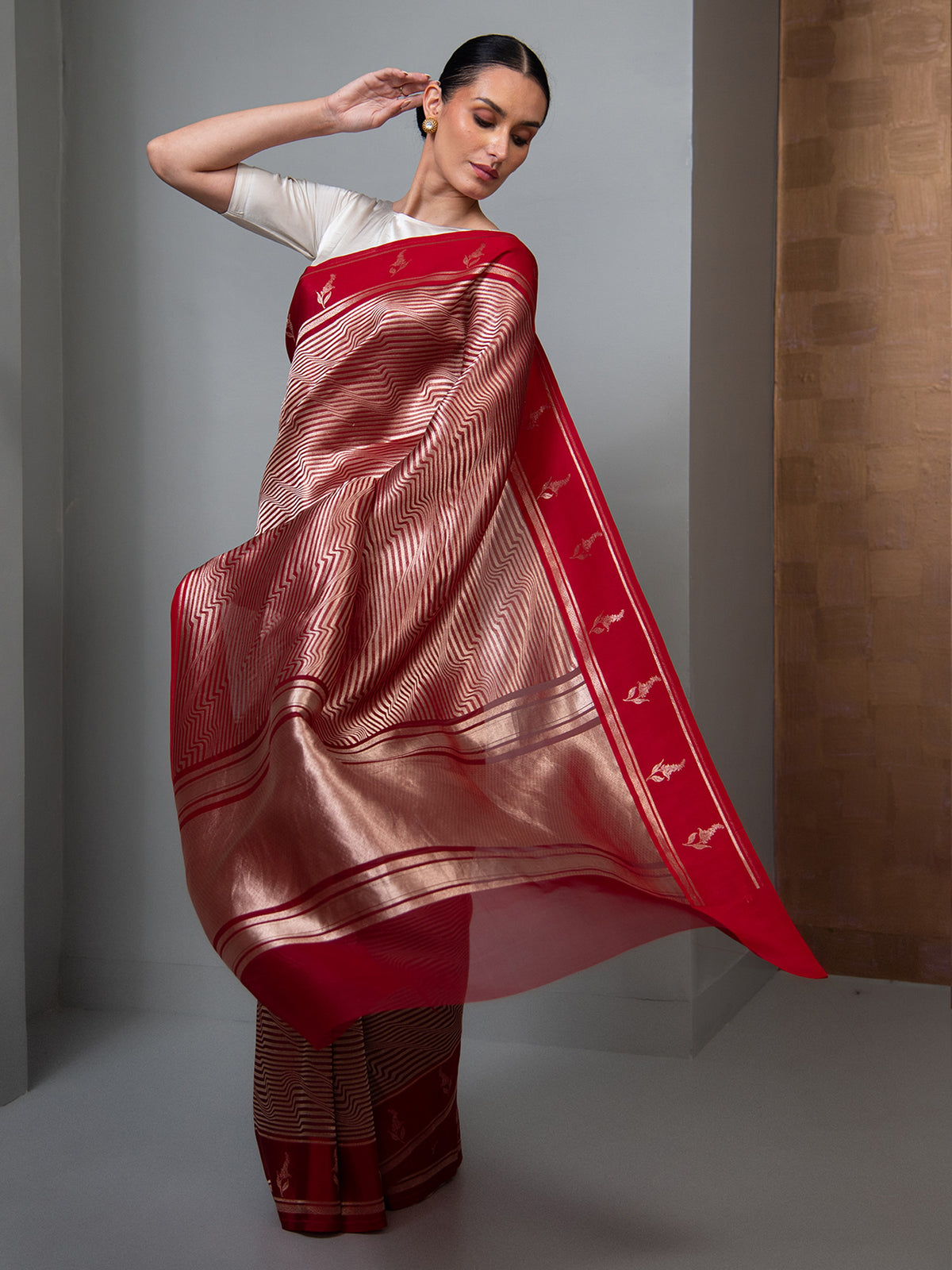 Red Silk Brocade Handloom Banarasi Saree