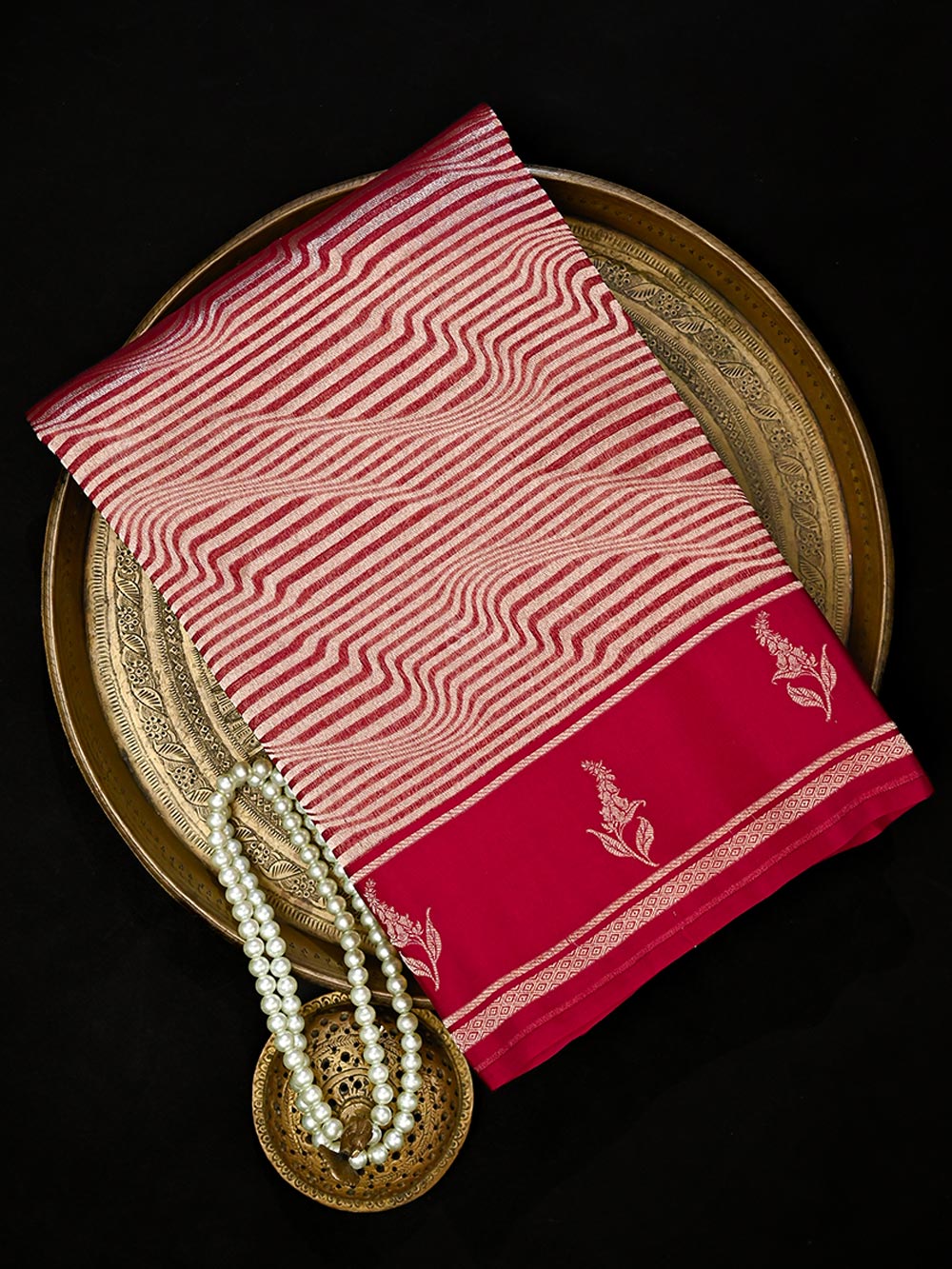 Dark Pink Silk Brocade Handloom Banarasi Saree - Sacred Weaves
