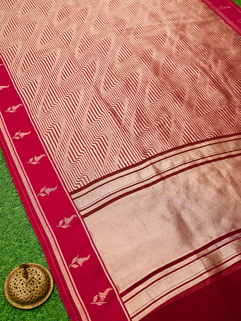 Dark Pink Silk Brocade Handloom Banarasi Saree - Sacred Weaves