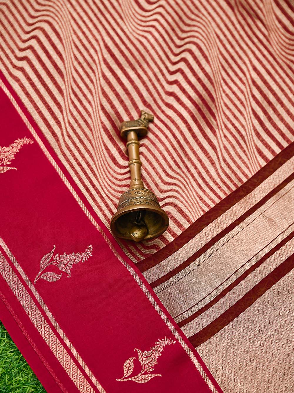 Dark Pink Silk Brocade Handloom Banarasi Saree - Sacred Weaves