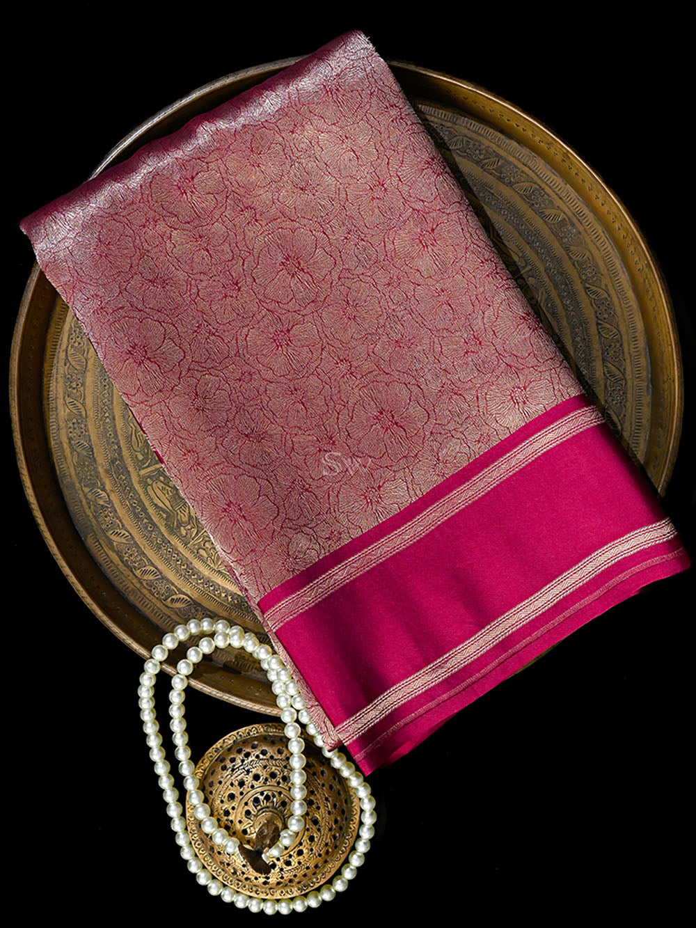 Magenta Silk Brocade Handloom Banarasi Saree