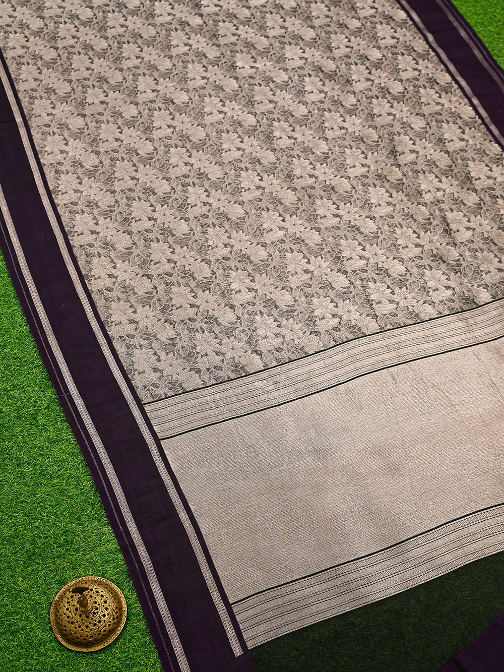 Dark Purple Silk Brocade Handloom Banarasi Saree