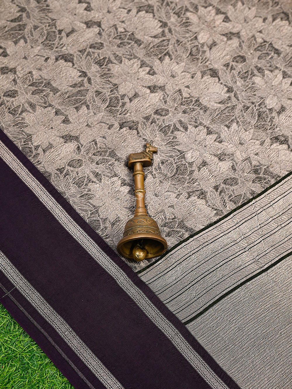 Dark Purple Silk Brocade Handloom Banarasi Saree