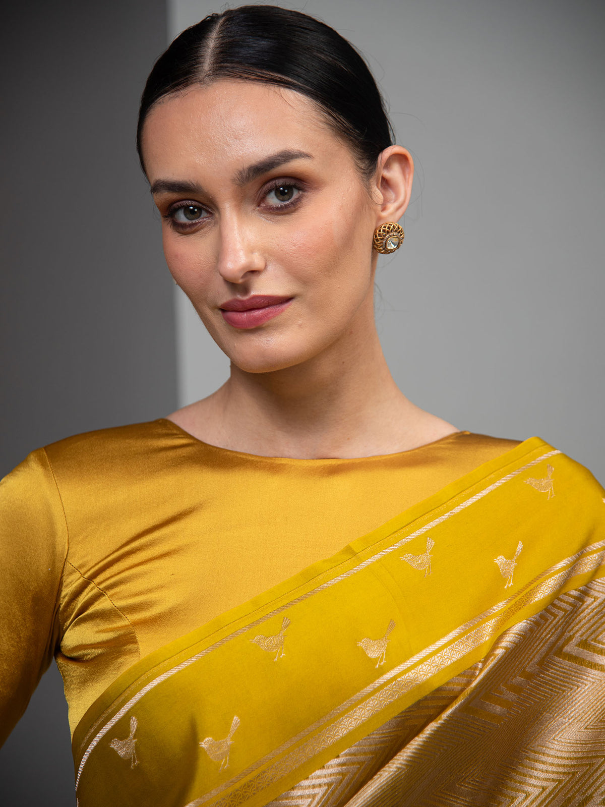 Lime Green Silk Brocade Handloom Banarasi Saree
