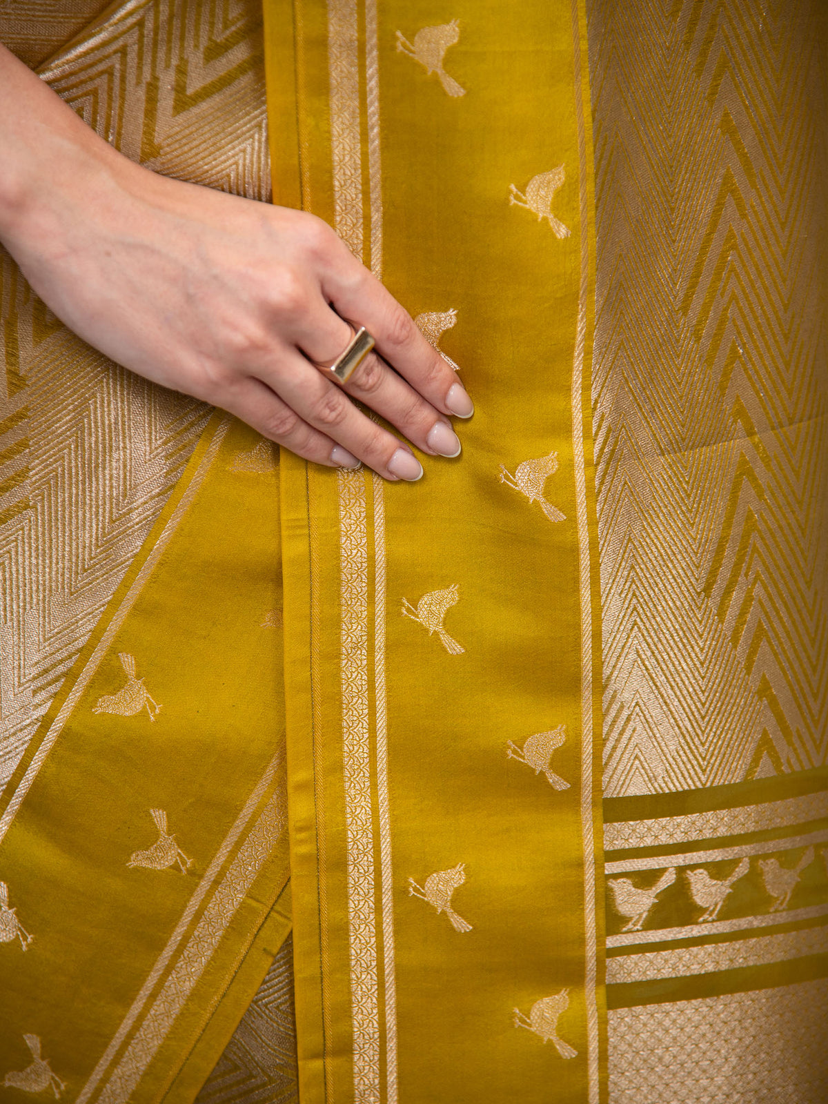 Lime Green Silk Brocade Handloom Banarasi Saree