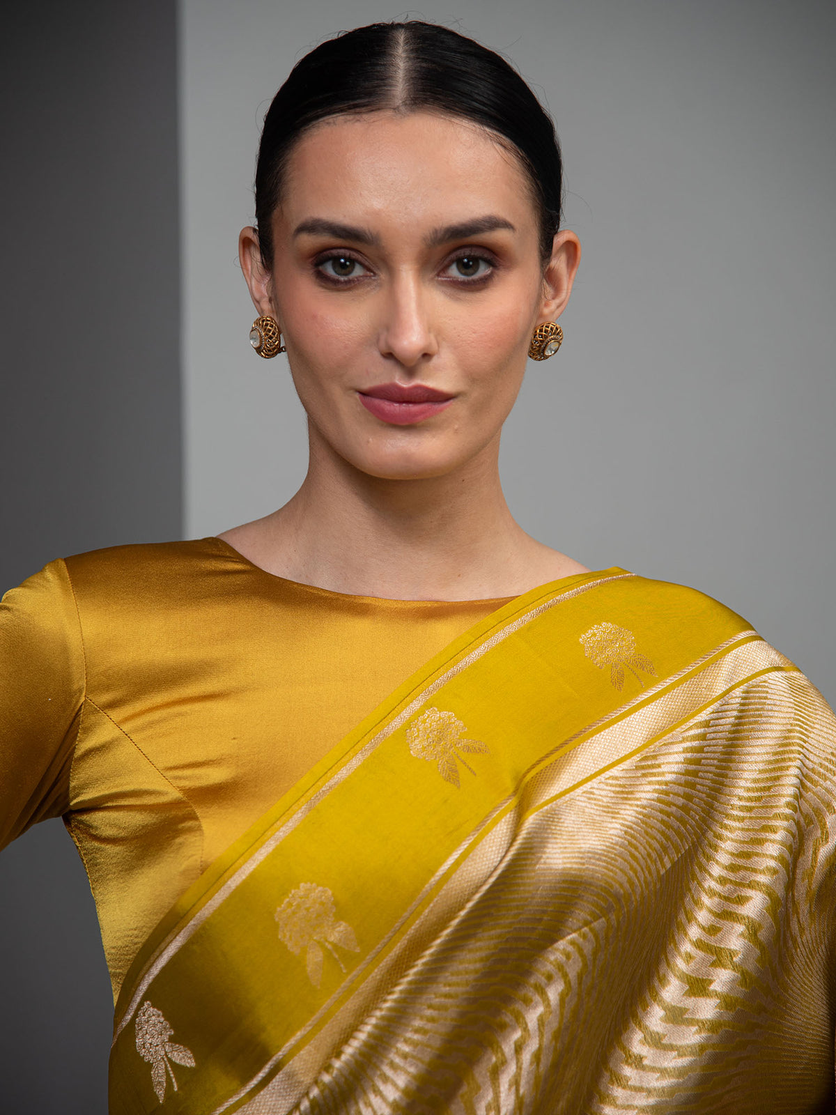 Lime Green Silk Brocade Handloom Banarasi Saree