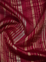 Dark Magenta Stripe Silk Handloom Banarasi Saree