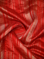 Dark Red Stripe Silk Handloom Banarasi Saree