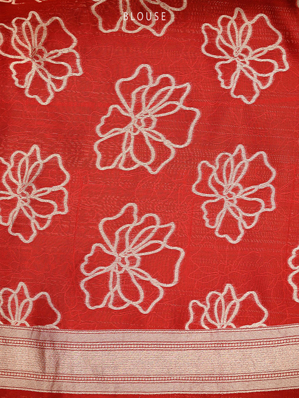Dark Red Stripe Silk Handloom Banarasi Saree