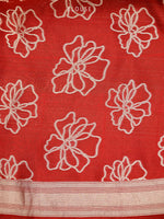 Dark Red Stripe Silk Handloom Banarasi Saree