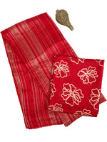 Dark Red Stripe Silk Handloom Banarasi Saree