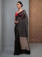 Black Stripe Silk Handloom Banarasi Saree
