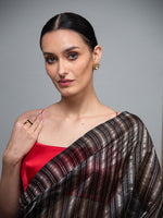 Black Stripe Silk Handloom Banarasi Saree