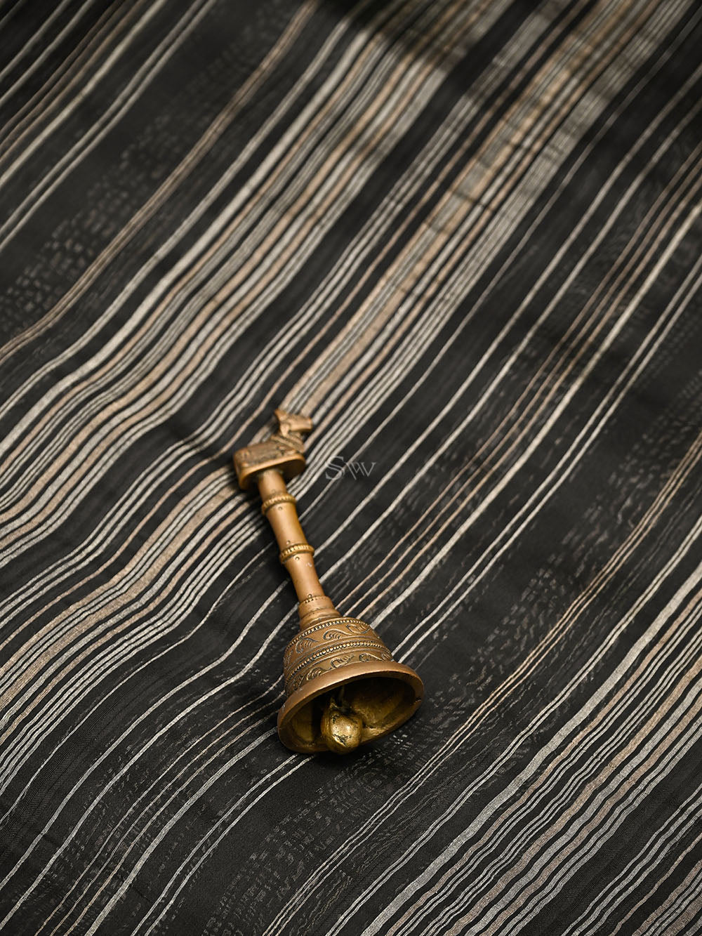 Black Stripe Silk Handloom Banarasi Saree