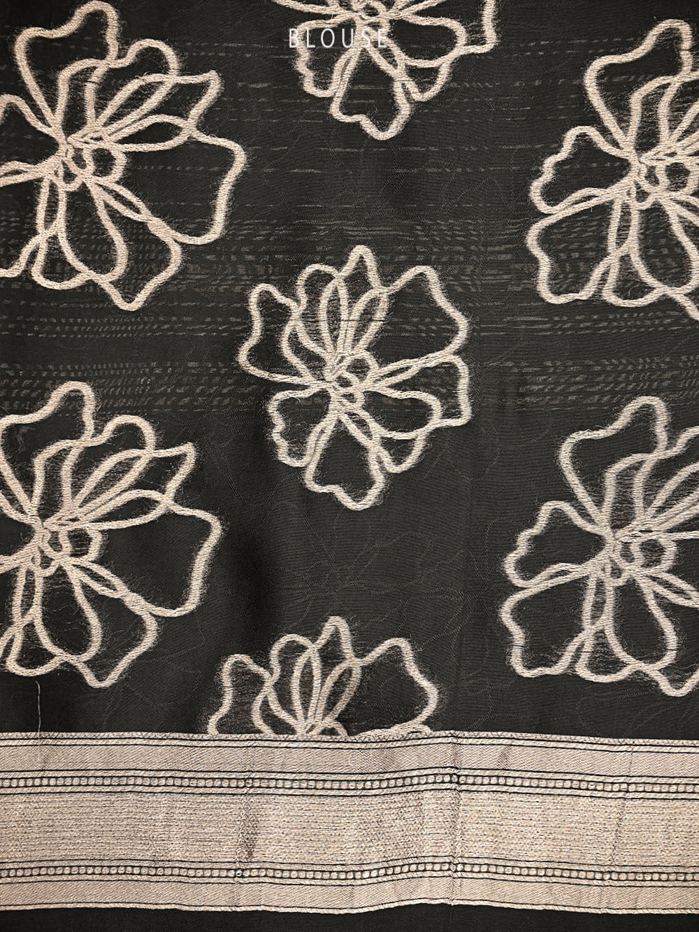 Black Stripe Silk Handloom Banarasi Saree