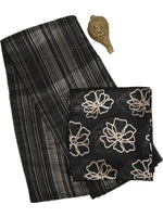 Black Stripe Silk Handloom Banarasi Saree