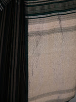 Bottle Green Stripe Silk Handloom Banarasi Saree