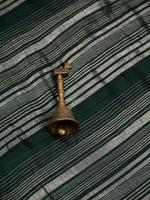 Bottle Green Stripe Silk Handloom Banarasi Saree