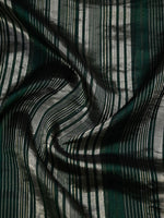 Bottle Green Stripe Silk Handloom Banarasi Saree