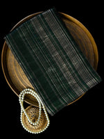 Bottle Green Stripe Silk Handloom Banarasi Saree