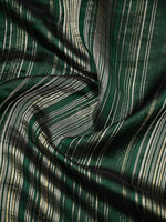 Bottle Green Stripe Silk Handloom Banarasi Saree