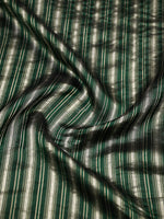 Bottle Green Stripe Silk Handloom Banarasi Saree