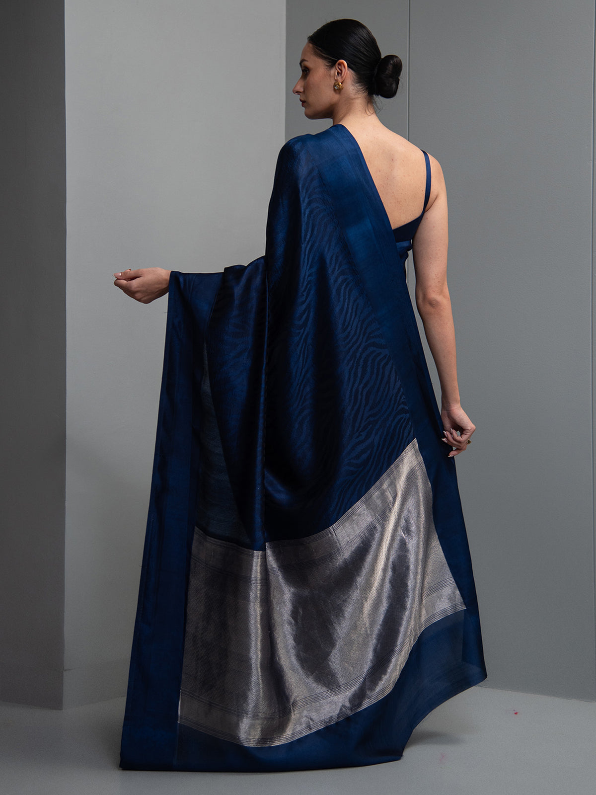 Midnight Blue Silk Handloom Banarasi Saree