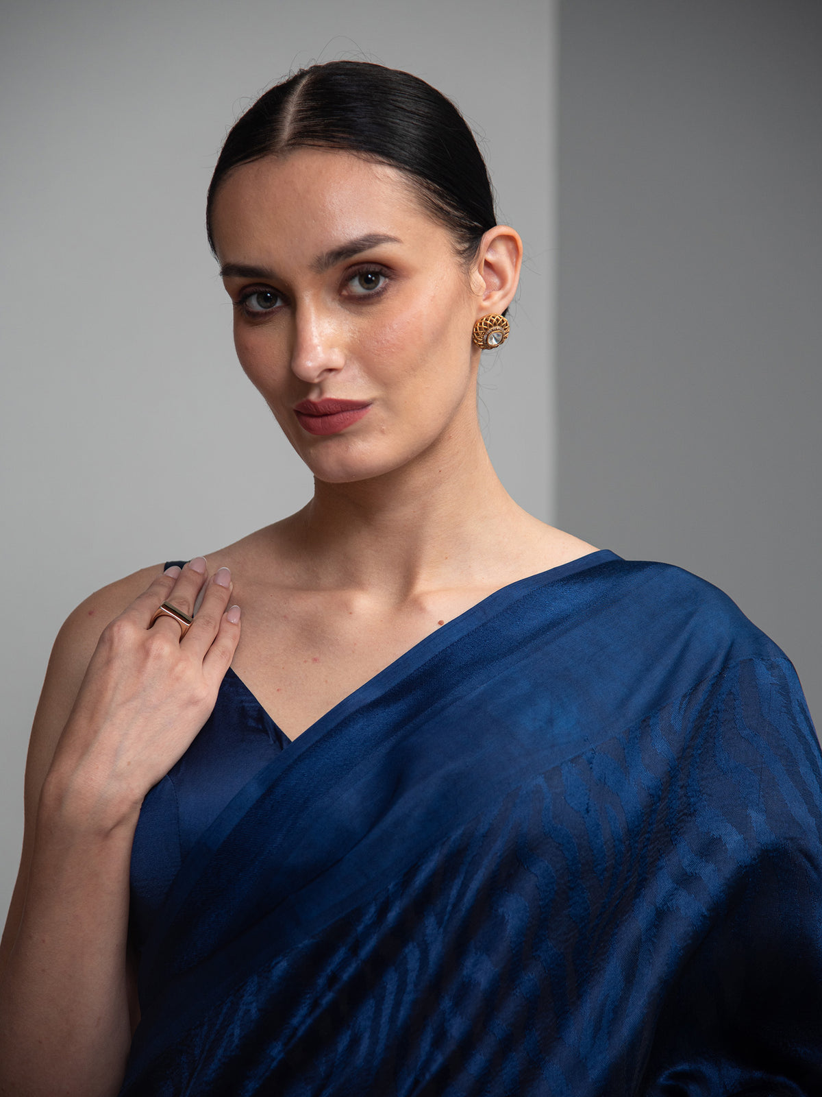 Midnight Blue Silk Handloom Banarasi Saree