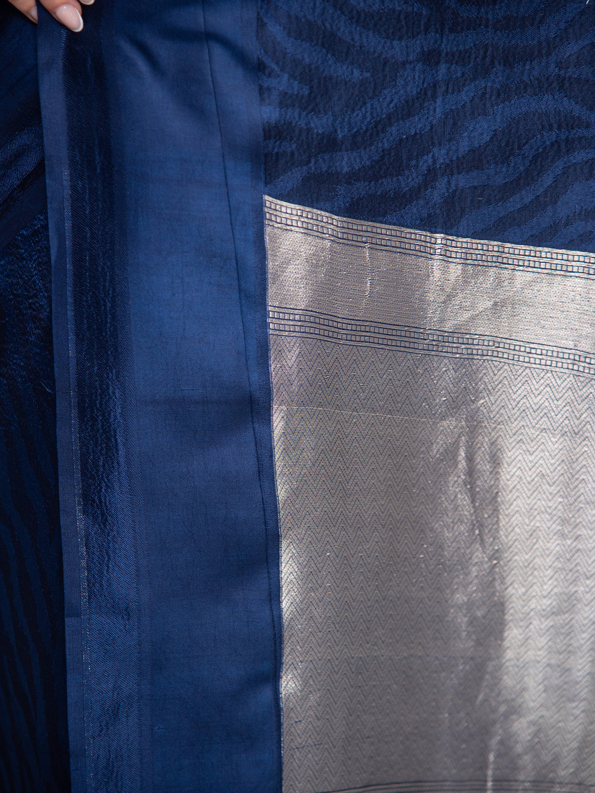 Midnight Blue Silk Handloom Banarasi Saree