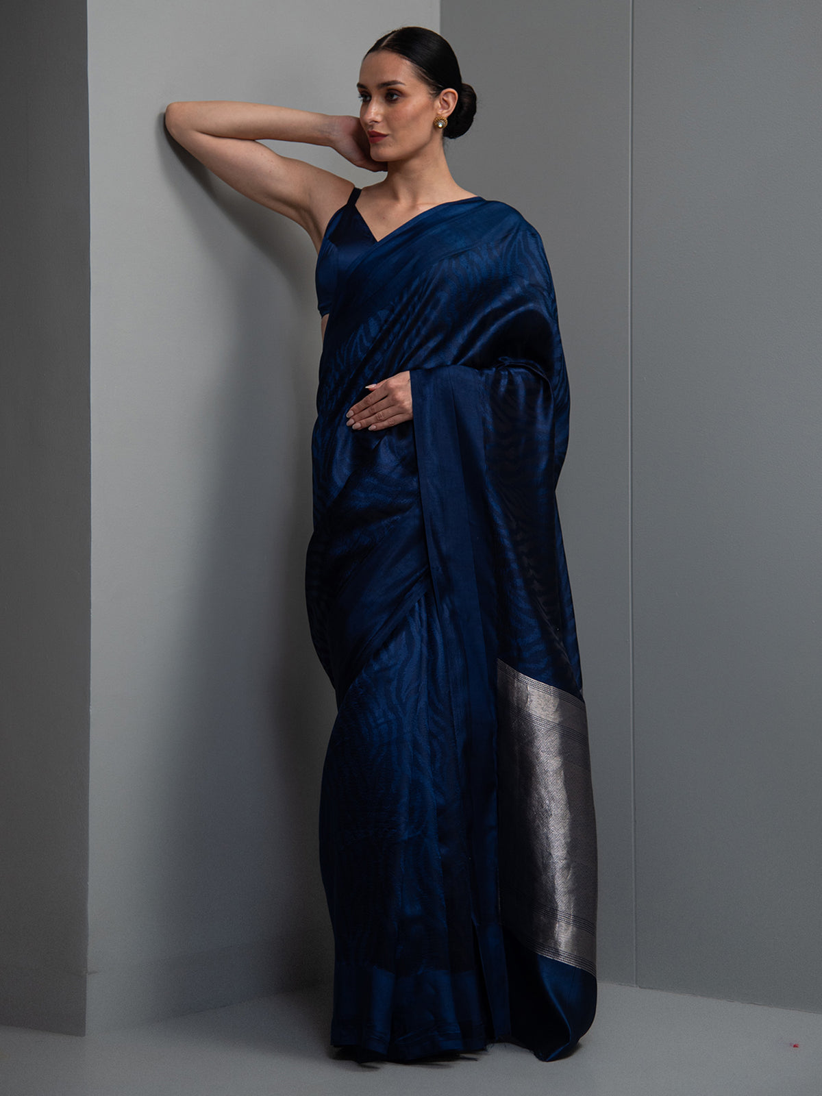 Midnight Blue Silk Handloom Banarasi Saree
