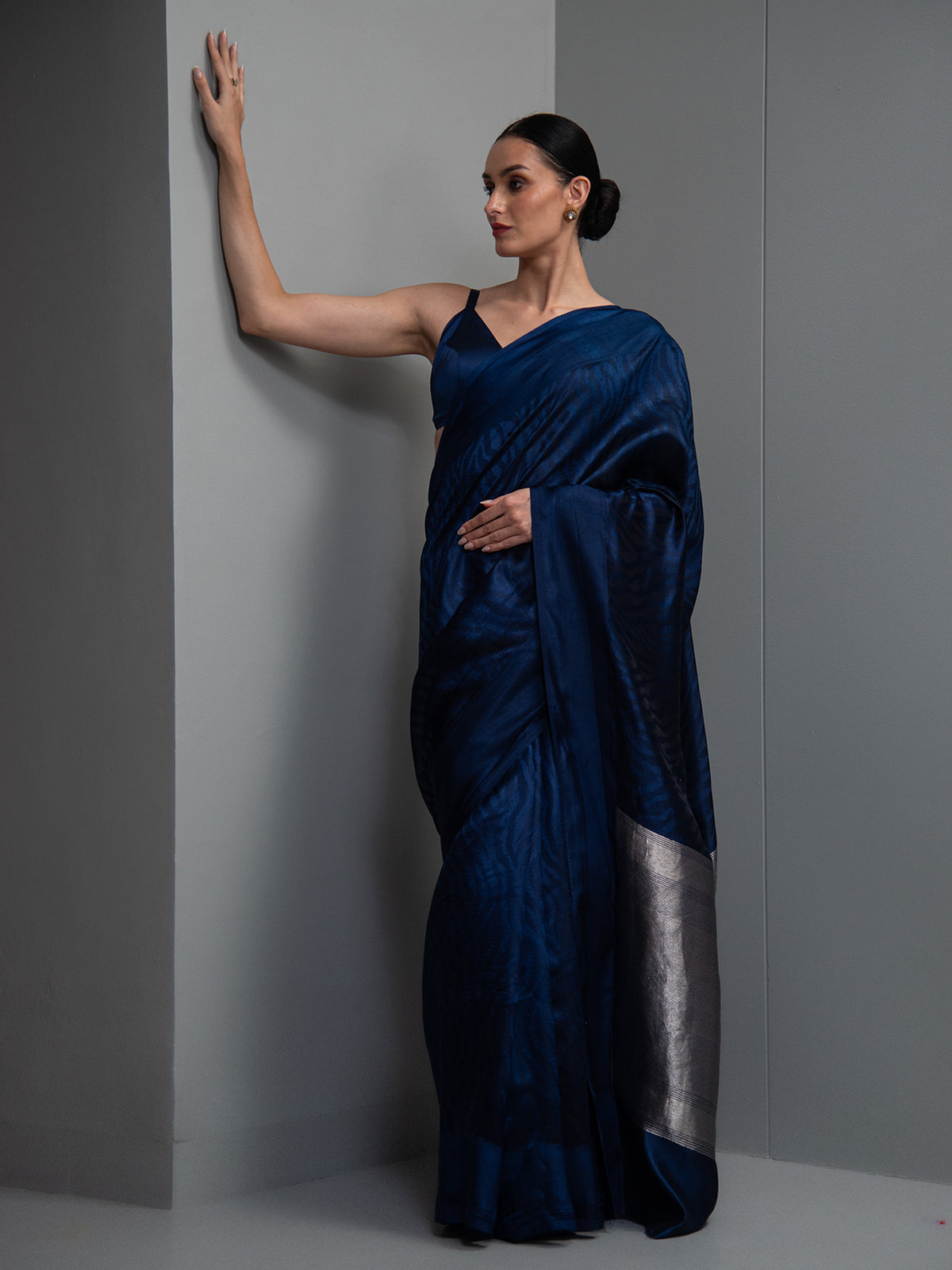 Midnight Blue Silk Handloom Banarasi Saree