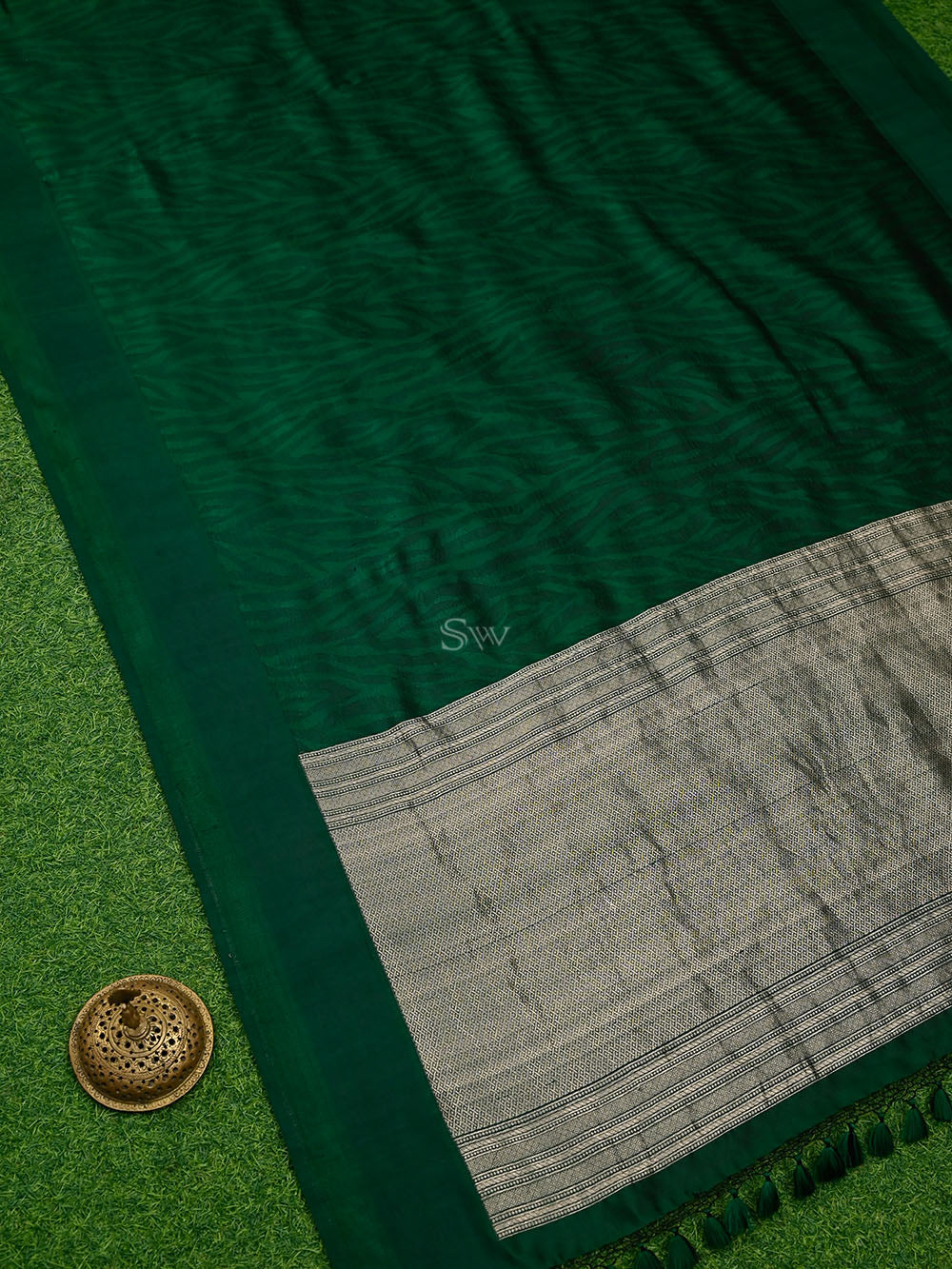 Dark Green Silk Handloom Banarasi Saree