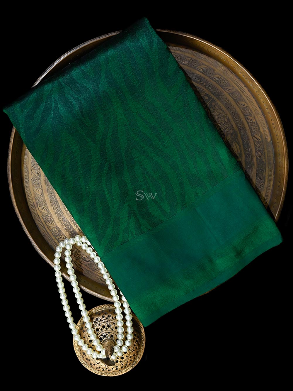 Dark Green Silk Handloom Banarasi Saree