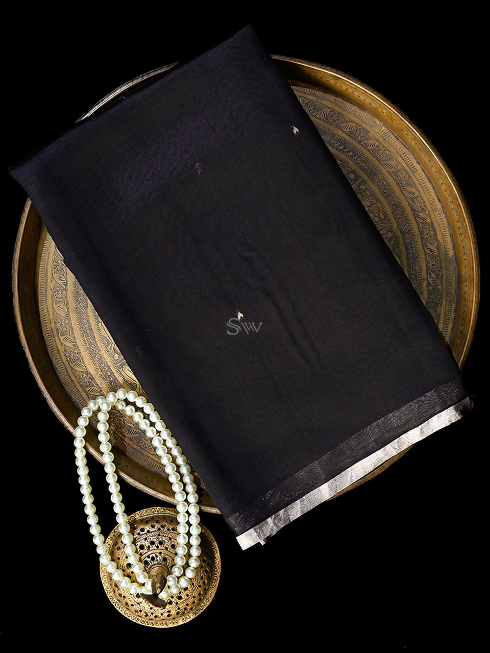 Black Booti Organza Handloom Banarasi Saree