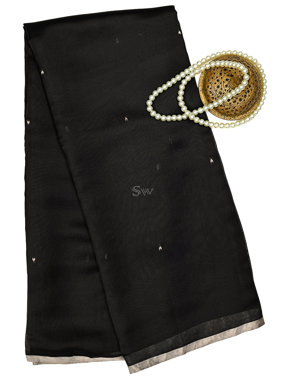 Black Booti Organza Handloom Banarasi Saree