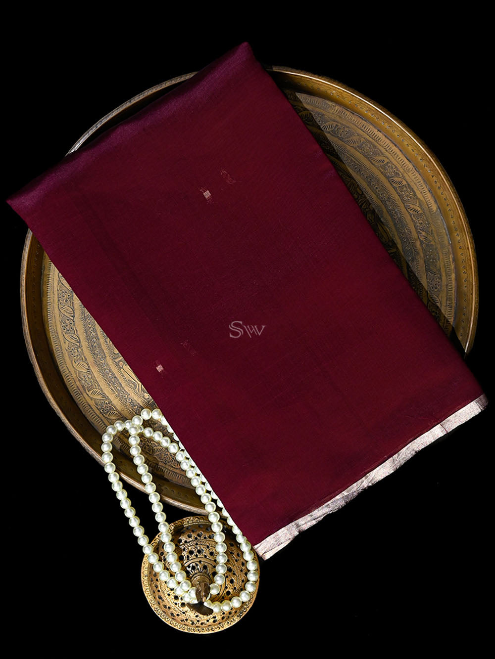 Wine Booti Organza Handloom Banarasi Saree
